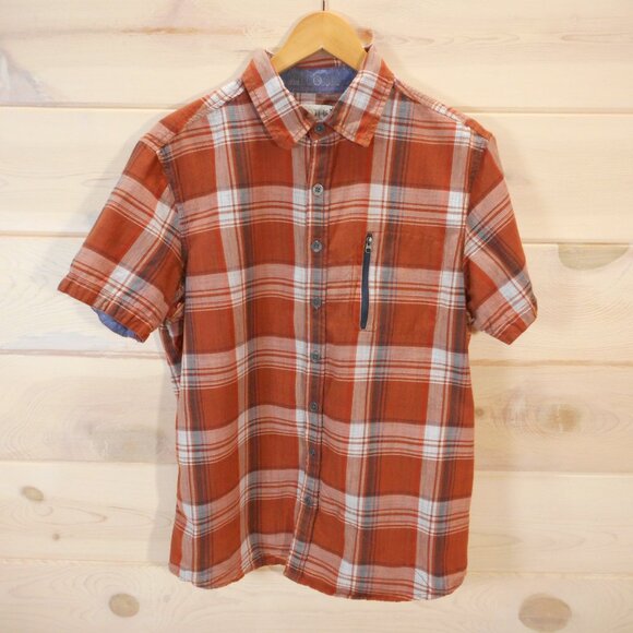 Ecoths Mens size M Plaid Button-up Shirt Lightweight Short Sleeve Organic Cotton - Picture 1 of 11